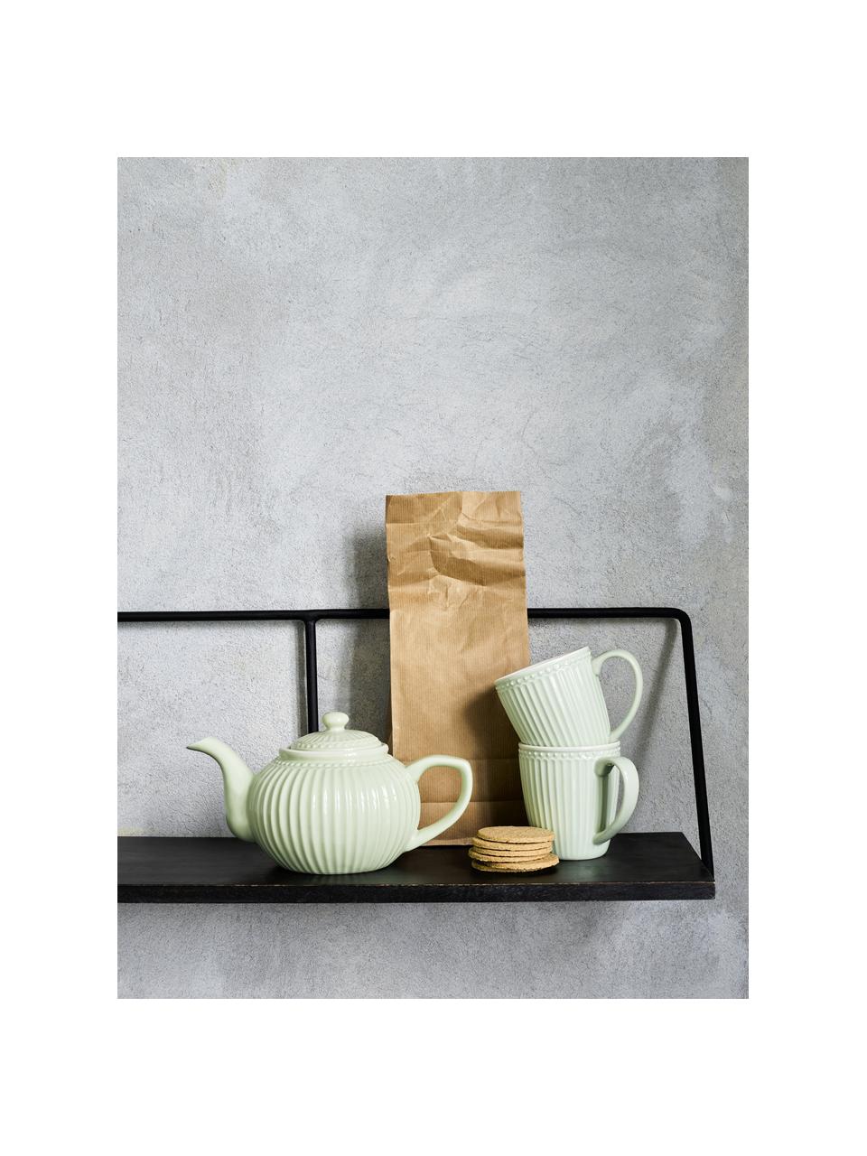 Tazas originales artesanales Alice, 2 uds., Gres, Verde pastel, Ø 10 x Al 10 cm