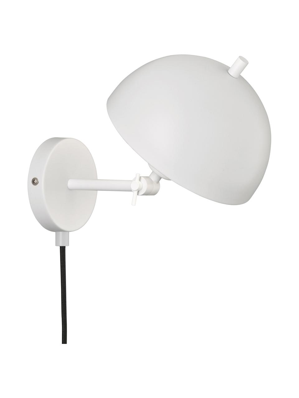 Retro wandlamp Kia met stekker, Lampenkap: gecoat metaal, Wit, 20 x 25 cm