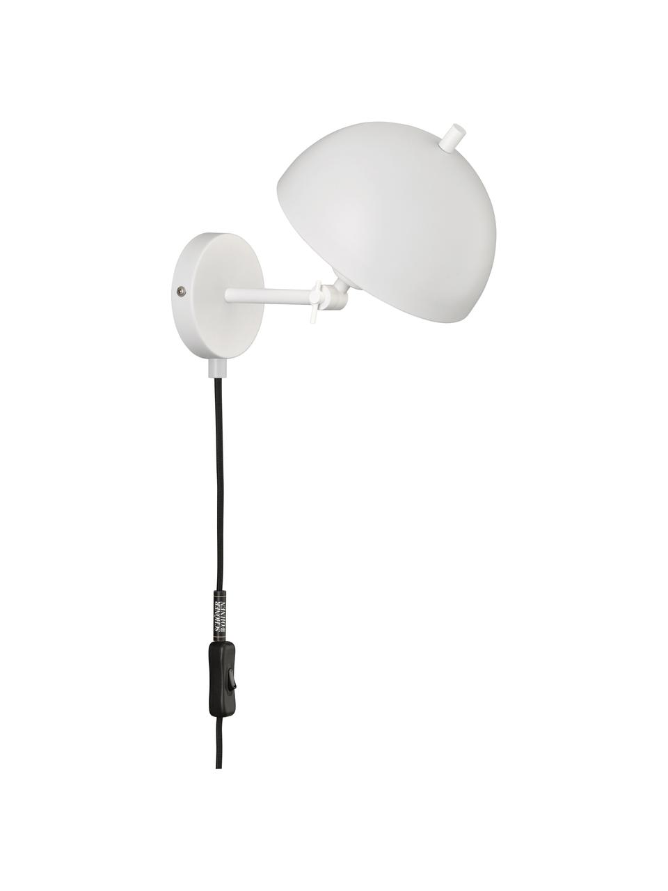 Verstellbare Retro-Wandleuchte Kia mit Stecker, Lampenschirm: Metall, beschichtet, Weiß, 20 x 25 cm