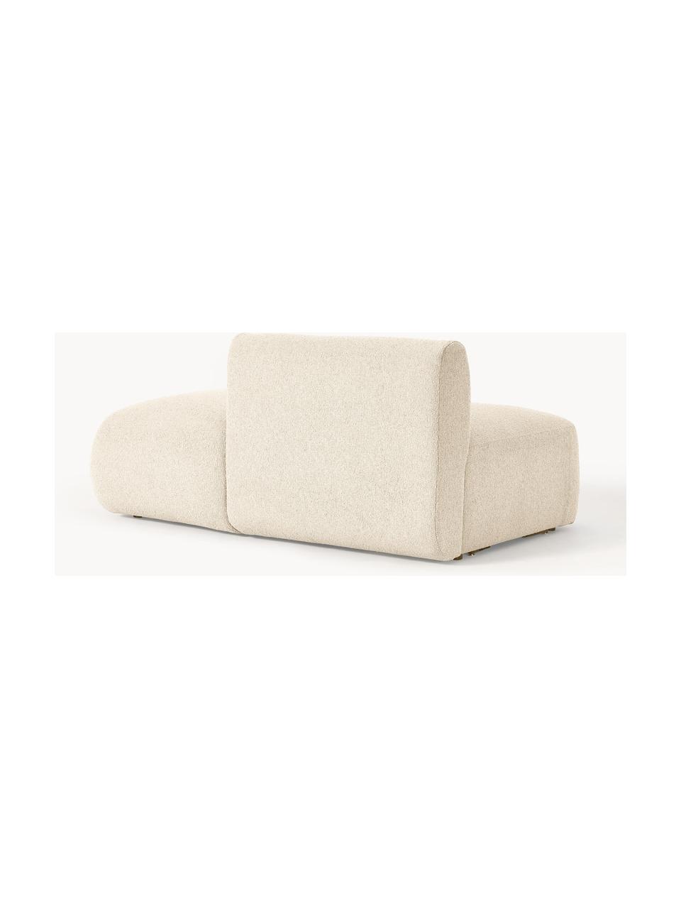 Modulaire bouclé chaise longue Sofia, Bekleding: bouclé (100% polyester) M, Frame: sparrenhout, FSC-gecertif, Poten: kunststof, Bouclé crèmewit, B 160 x D 103 cm, rugleuning links