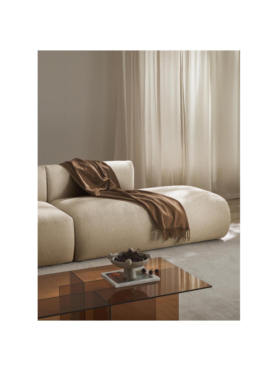 Méridienne modulable en tissu bouclé Sofia, Bouclé blanc crème, larg. 160 x prof. 103 cm, dossier à gauche