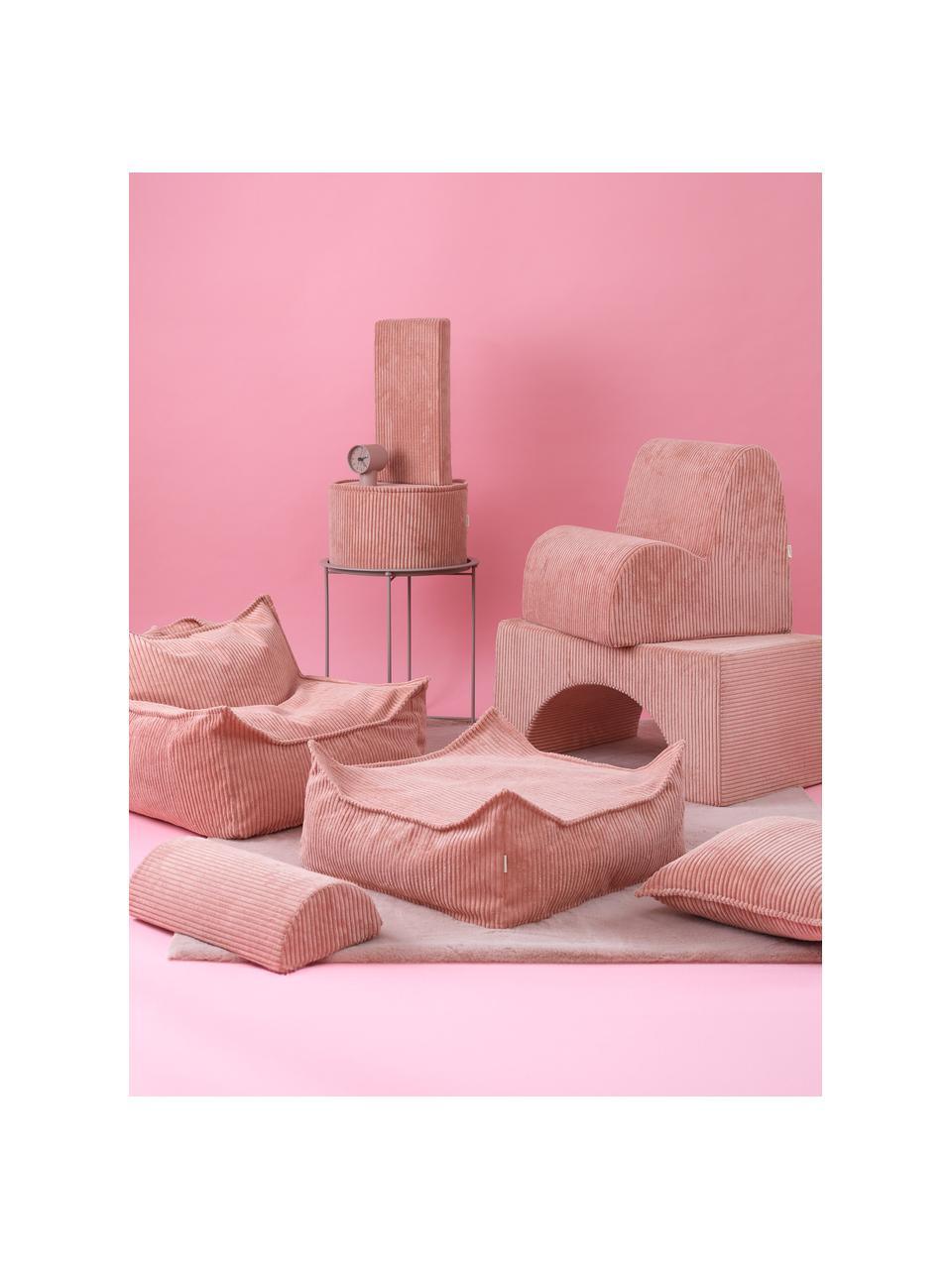 Pouf per bambini in velluto a coste Sugar Ø 40 cm, Rivestimento: velluto a coste (100% pol, Velluto a coste rosa, Ø 40 x Alt. 25 cm