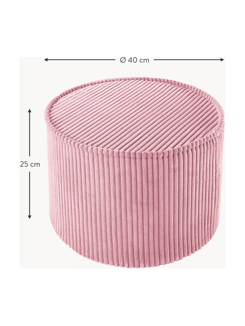 Pouf en velours côtelé pour enfant Sugar, Ø 40 cm, Velours côtelé rose, Ø 40 x haut. 25 cm