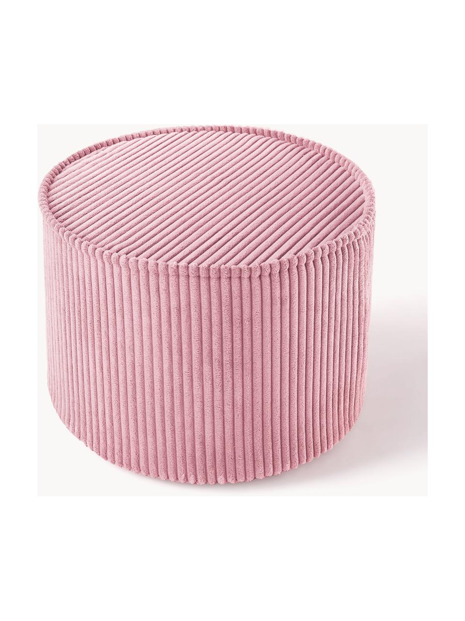 Pouf per bambini in velluto a coste Sugar Ø 40 cm, Rivestimento: velluto a coste (100% pol, Velluto a coste rosa, Ø 40 x Alt. 25 cm