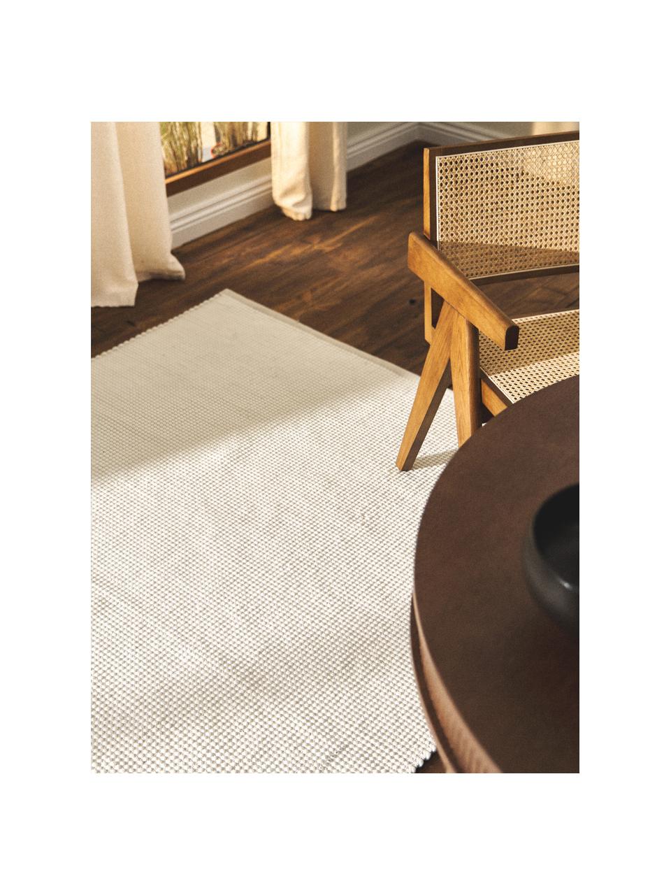 Handgewebter Wollteppich Amaro, Flor: 100 % Wolle, Cremeweiß, Beige, B 200 x L 300 cm (Größe L)