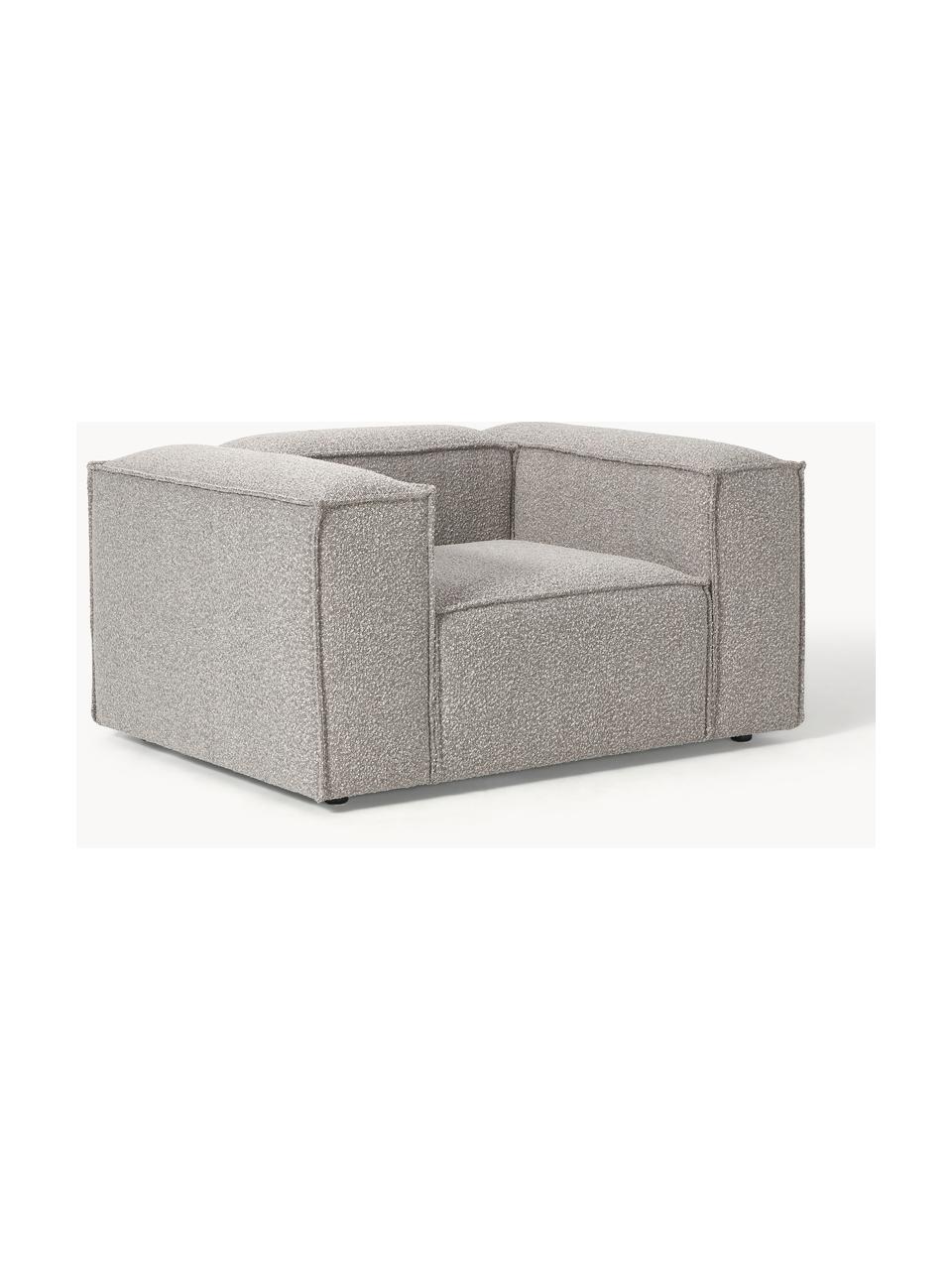 Fauteuil en tissu bouclé Lennon, Bouclé taupe, larg. 130 x prof. 101 cm