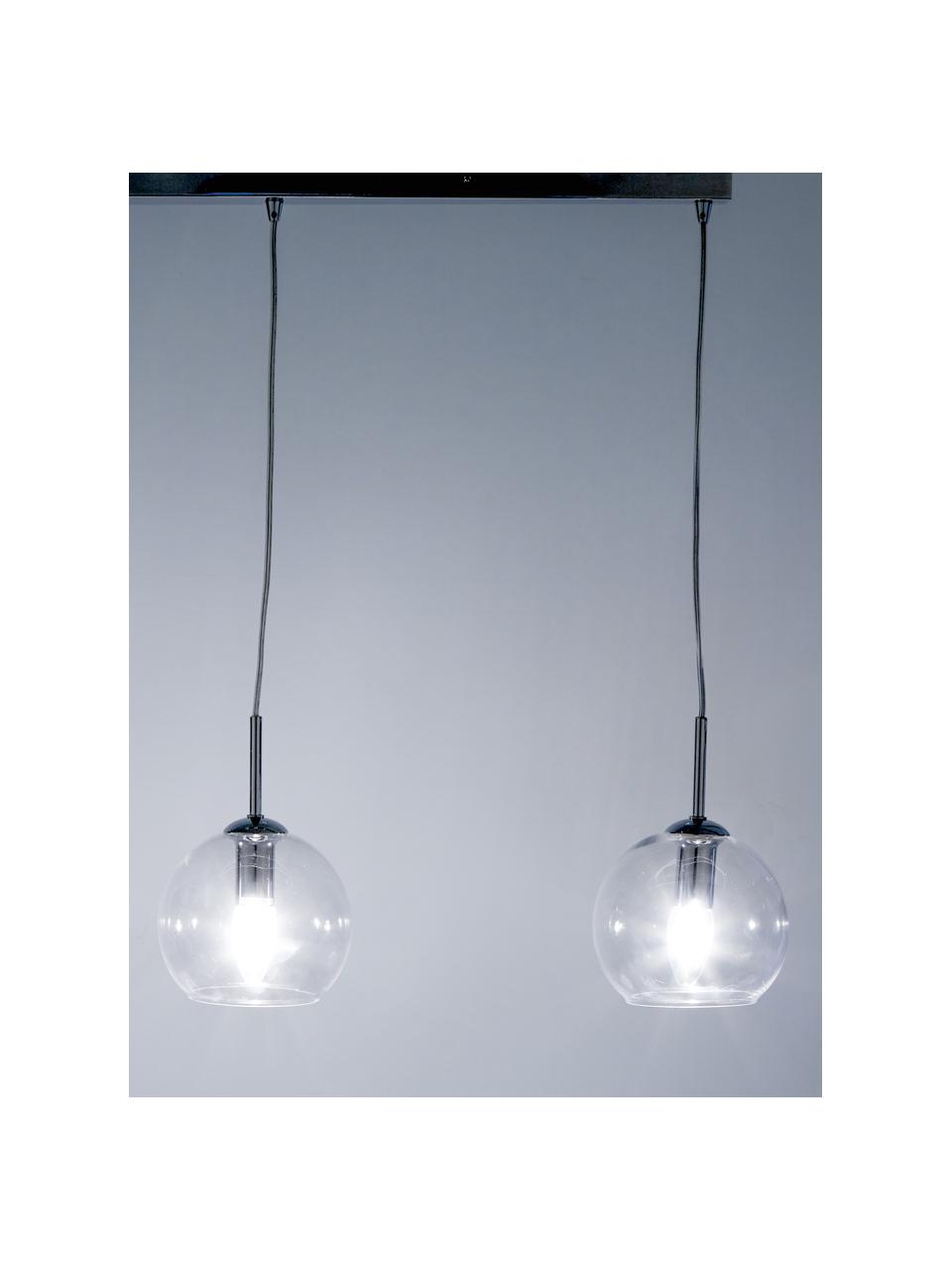 Grande suspension 3 lampes argentée Hamilton, Transparent, larg. 81 x haut. 13 cm