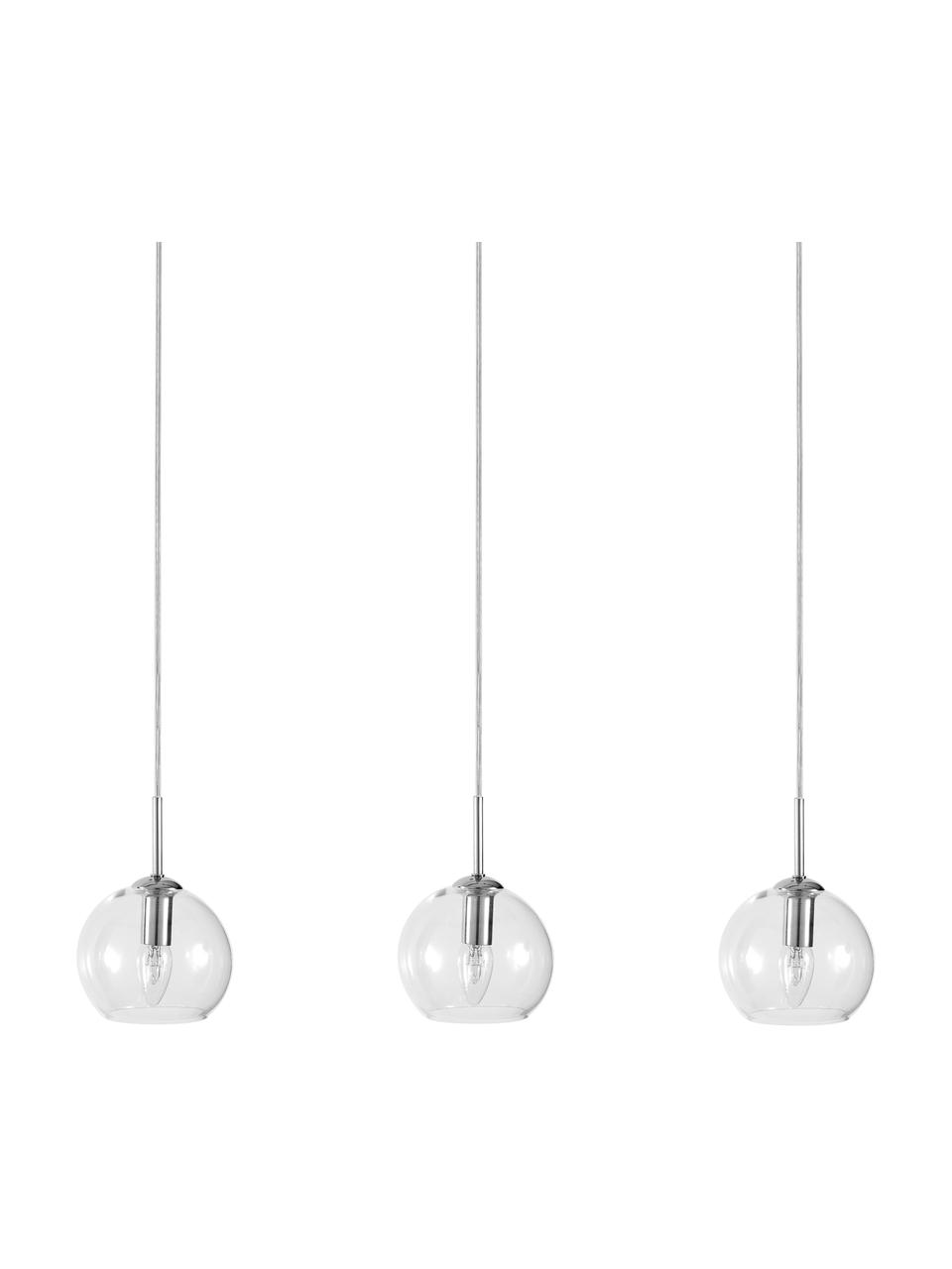 Grote hanglamp Hamilton in zilverkleur, Frame: verchroomd metaal, Baldakijn: verchroomd metaal, Transparant, B 81  x H 13 cm