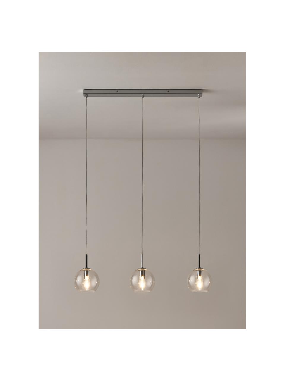 Grote hanglamp Hamilton, Frame: verchroomd metaal, Transparant, B 81 x H 13 cm