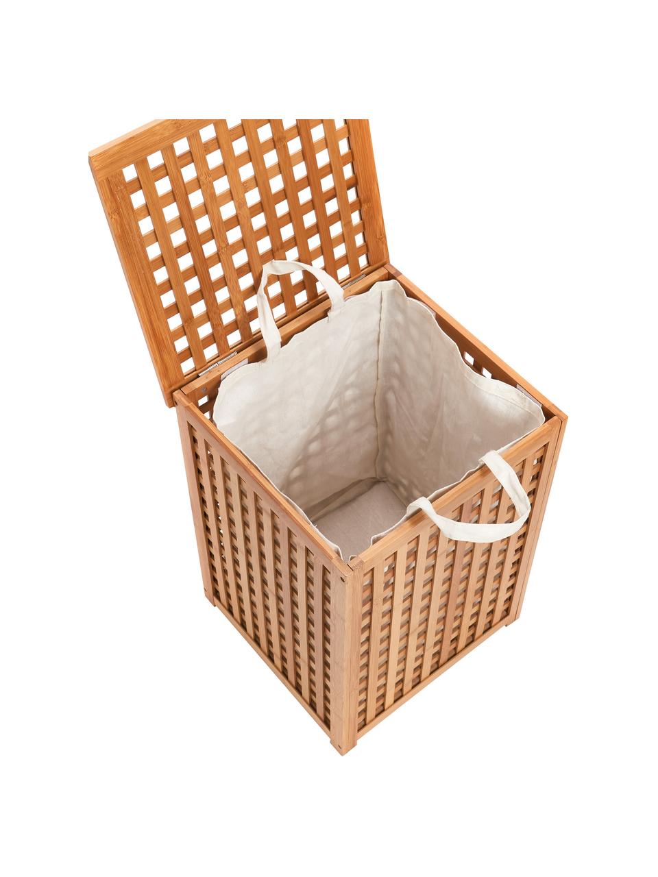 Cesta de alvandería Agina, Cesta: bambú, Interior: 65% algodón, 35% poliéste, Marrón, An 40 x Al 58 cm