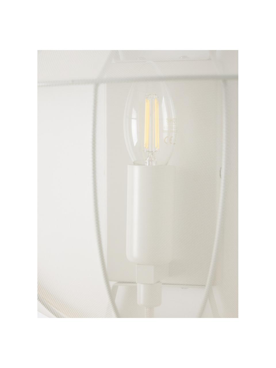 Lampada da parete in tessuto a rete con presa Beau, Paralume: tessuto, Struttura: metallo verniciato a polv, Baldacchino: metallo verniciato a polv, Bianco crema, Larg. 30 x Alt. 22 cm