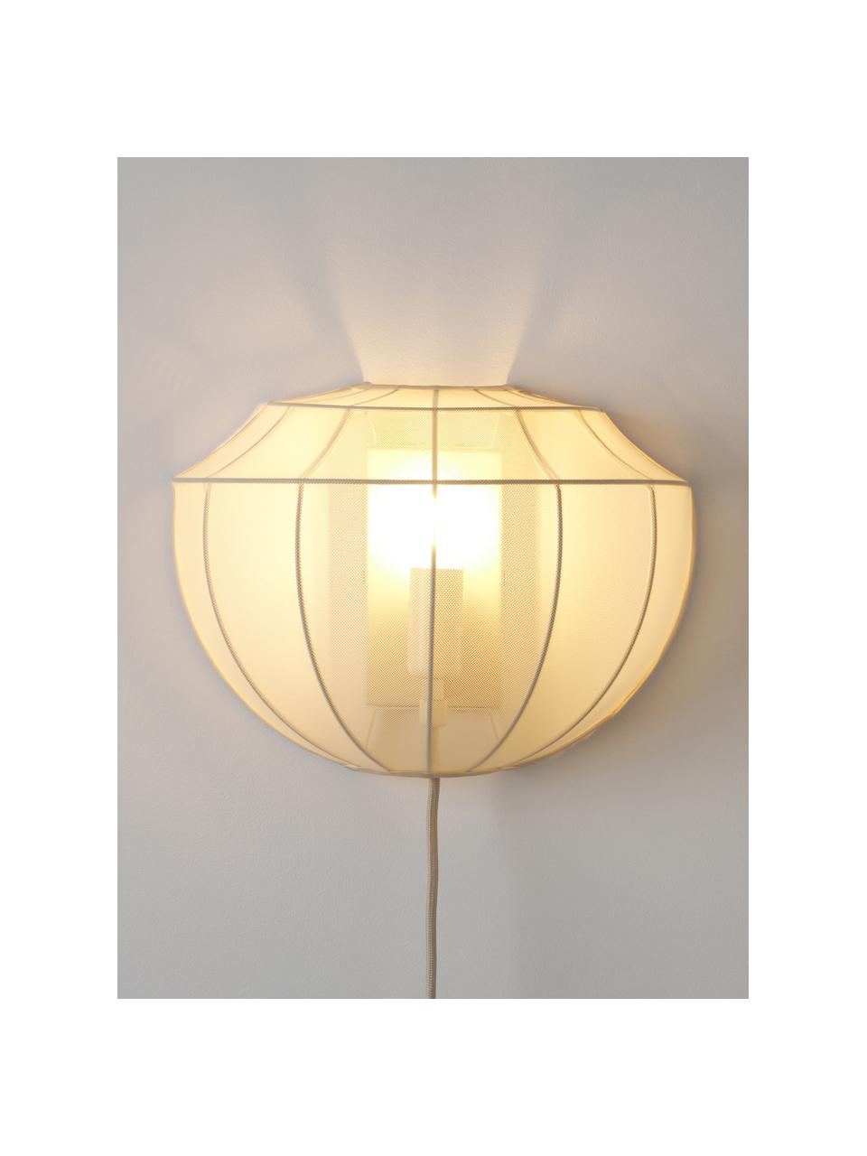 Wandlamp Beau van netstof met stekker, Lamp: vermessingd metaal, Goudkleurig, B 30 x H 22 cm