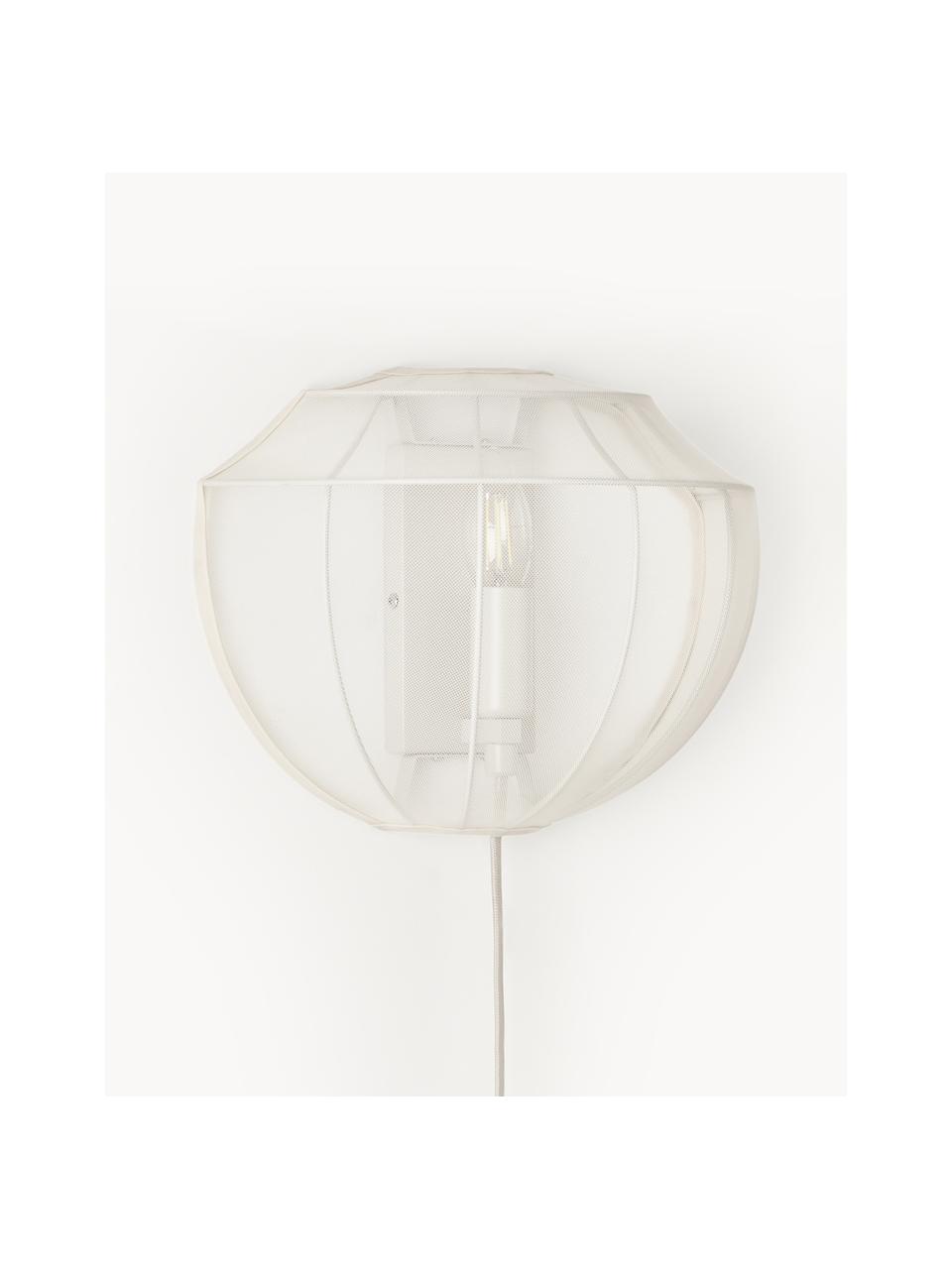 Wandleuchte Beau aus Netzstoff mit Stecker, Lampenschirm: Textil, Baldachin: Metall, pulverbeschichtet, Hellbeige, B 30 x H 22 cm