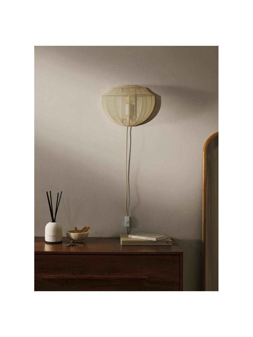 Wandleuchte Beau aus Netzstoff mit Stecker, Lampenschirm: Textil, Baldachin: Metall, pulverbeschichtet, Hellbeige, B 30 x H 22 cm