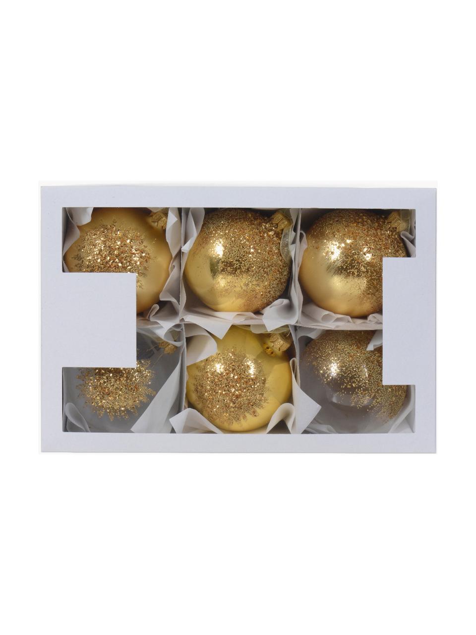 Boules de Noël Miles, 6 élém., Verre, Doré, transparent, Ø 8 cm