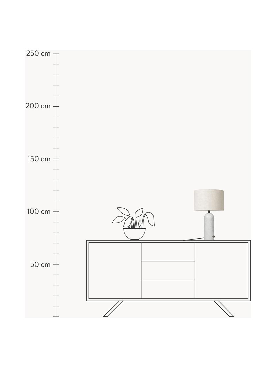 Grosse dimmbare Tischlampe Gravity mit Marmorfuss, in verschiedenen Grössen, Lampenschirm: Stoff, Hellbeige, Weiss marmoriert, Ø 41 x H 65 cm