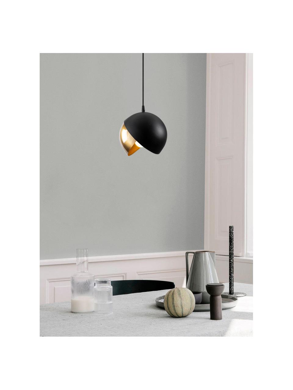 Kleine hanglamp Berceste-goudkleurig, Lampenkap: gecoat metaal, Goudkleurig, zwart, Ø 20 cm