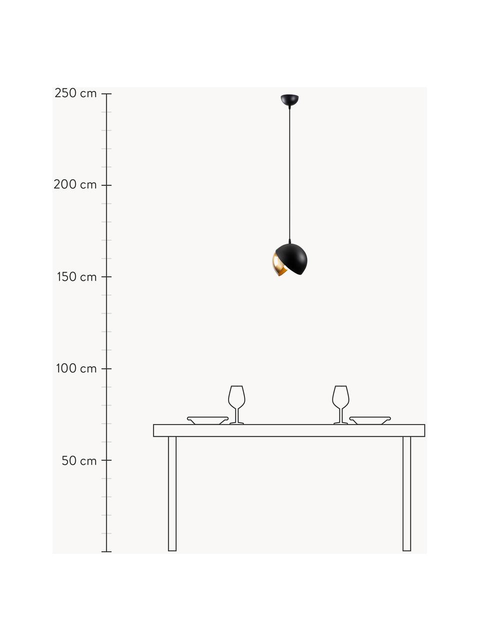 Kleine Pendelleuchte Berceste-Gold, Lampenschirm: Metall, beschichtet, Baldachin: Metall, beschichtet, Goldfarben, Schwarz, Ø 20 cm