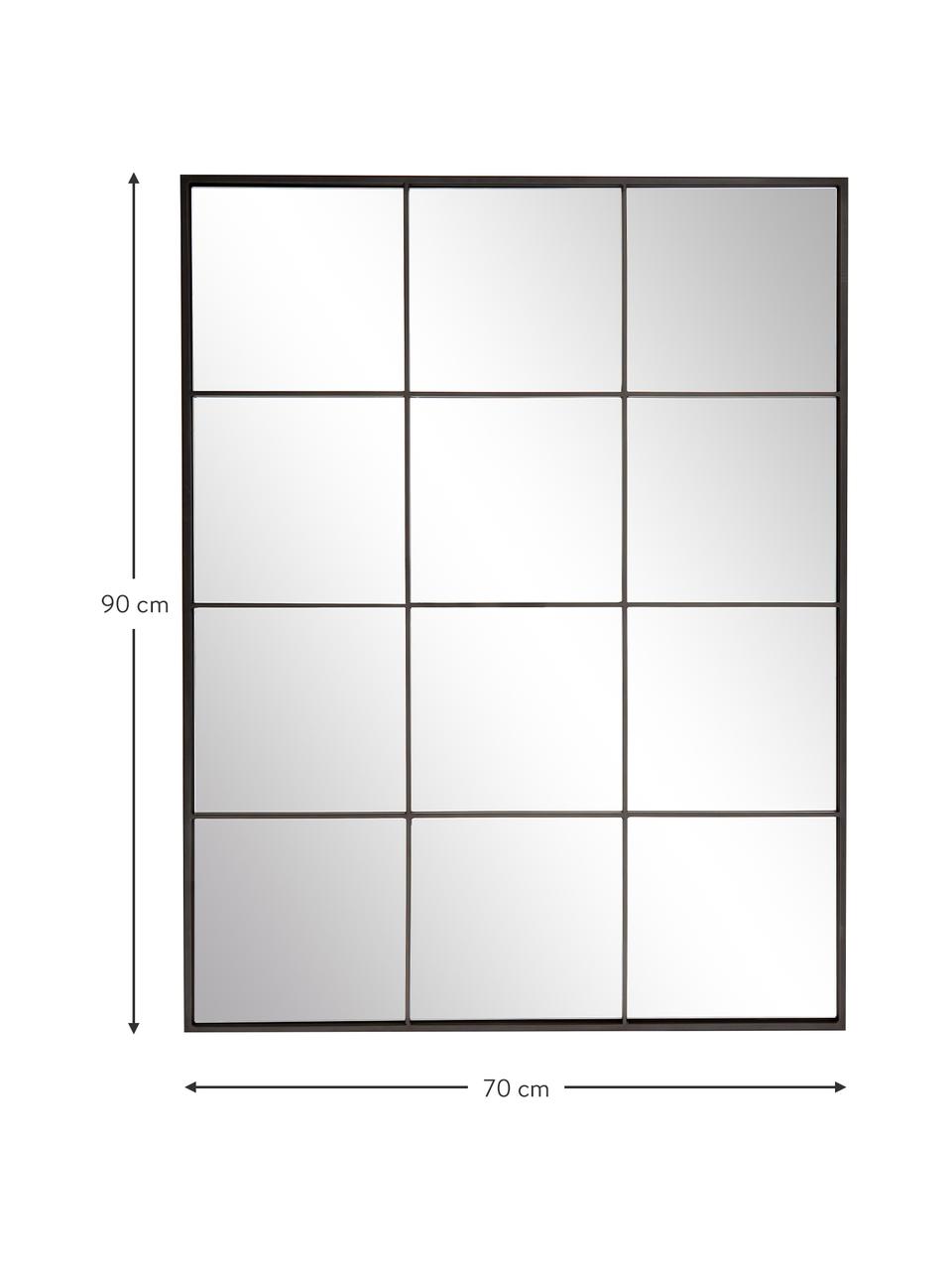 Štvorcové nástenné zrkadlo Clarita, Čierna, Š 70 x V 90 cm