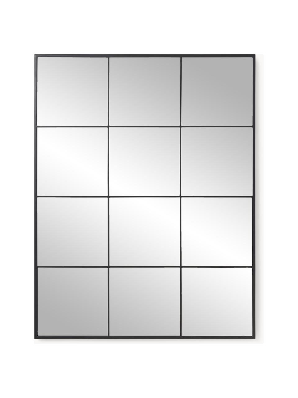 Rechthoekige wandspiegel Clarita in vensterlook, Lijst: gepoedercoat metaal, Zwart, B 70 x H 90 cm