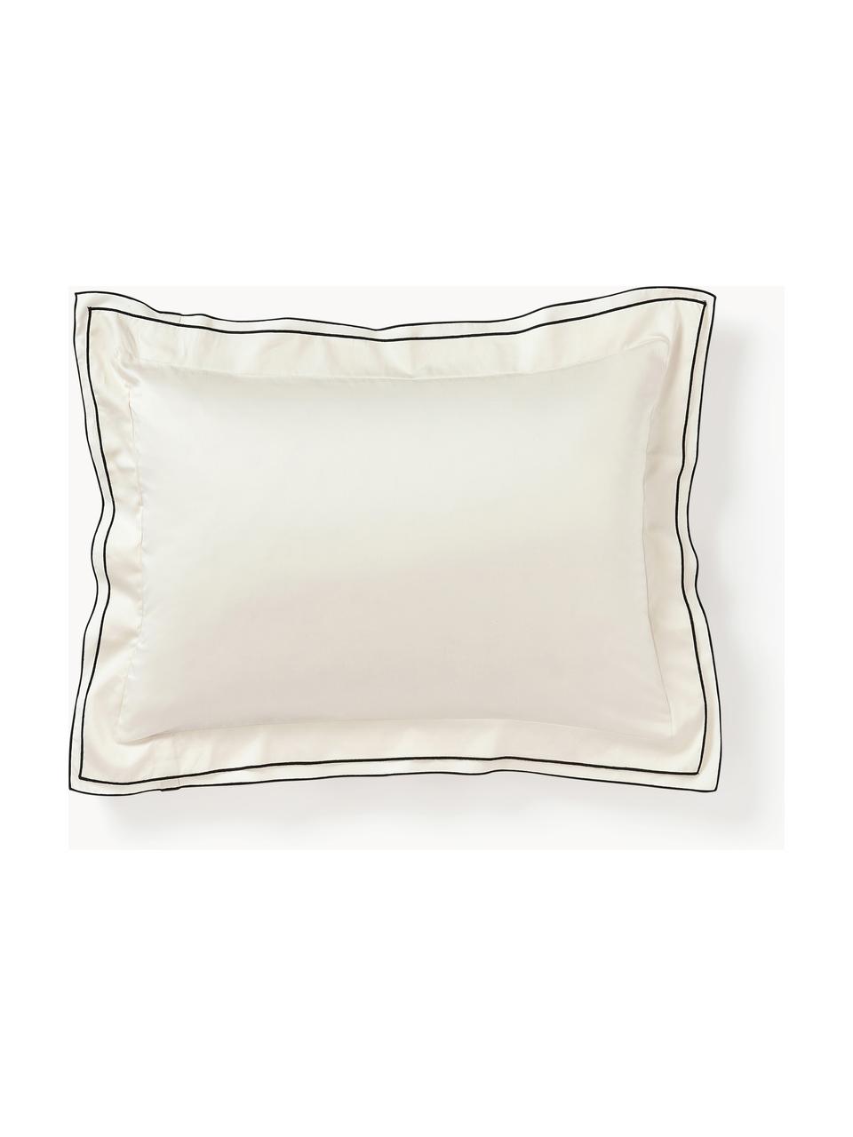 Funda de almohada de satén Carlotta, Blanco crema, negro, An 45 x L 110 cm