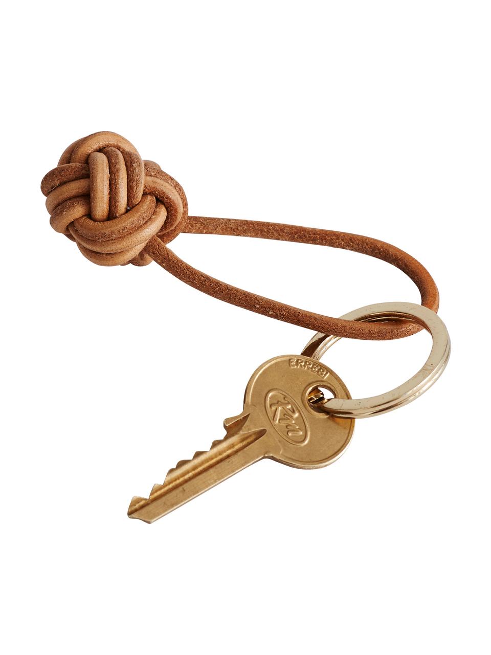 Schlüsselanhänger Knot, Leder, Braun, Ø 4 cm