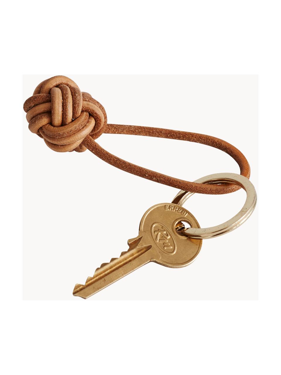 Porte-clés Knot, Cuir, Brun clair, Ø 4 cm