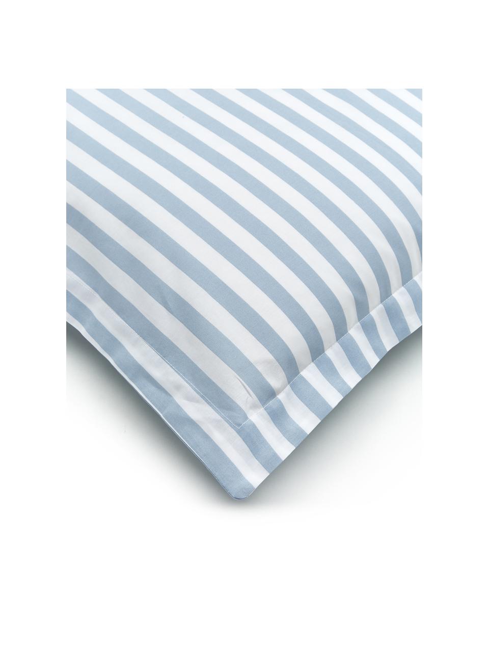 Funda de almohada de percal Yuliya, 2 uds., 40 x 80 cm, Azul, blanco, An 40 x L 80 cm