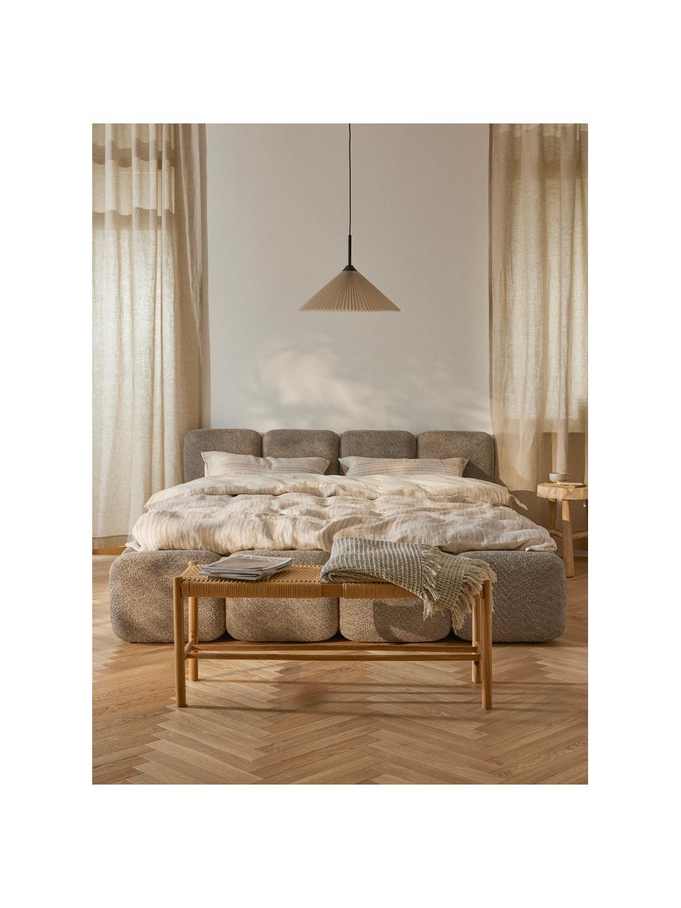 Čalouněná postel z plyšového bouclé Tayla, Taupe, Š 140 cm, D 200 cm