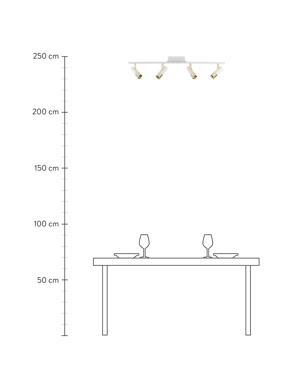 Stropní LED svítidlo Bobby, Bílá, zlatá, Š 86 cm, V 13 cm