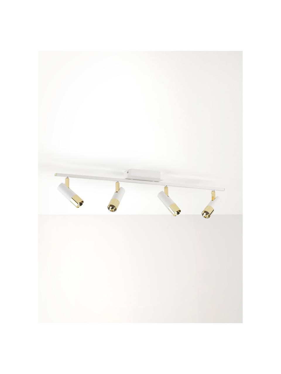 Stropná LED lampa Bobby, Biela, odtiene zlatej, Š 86 x V 13 cm