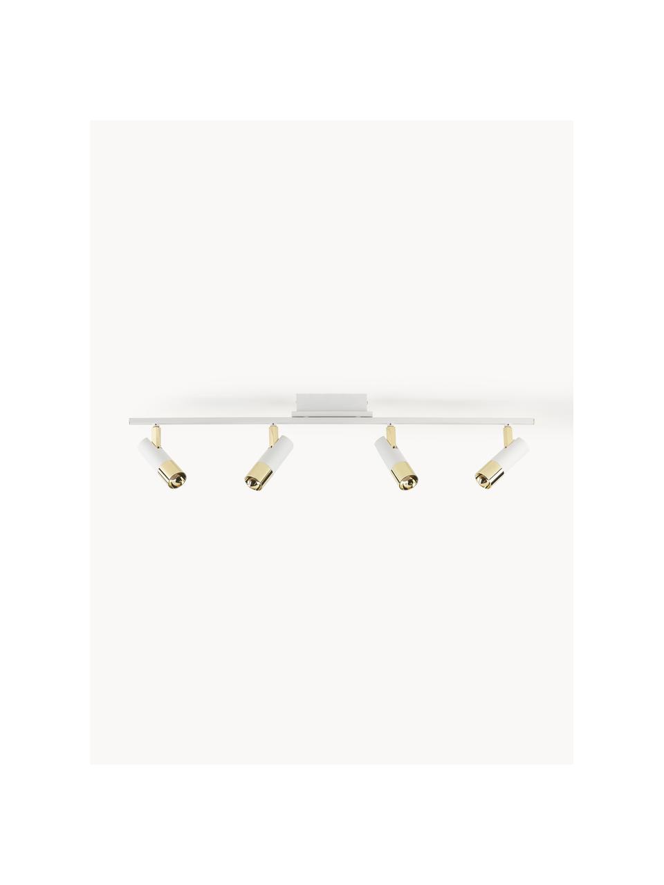 LED plafondspot Bobby-goudkleurig, Baldakijn: gepoedercoat metaal, Wit, goudkleurig, B 86 x H 13 cm