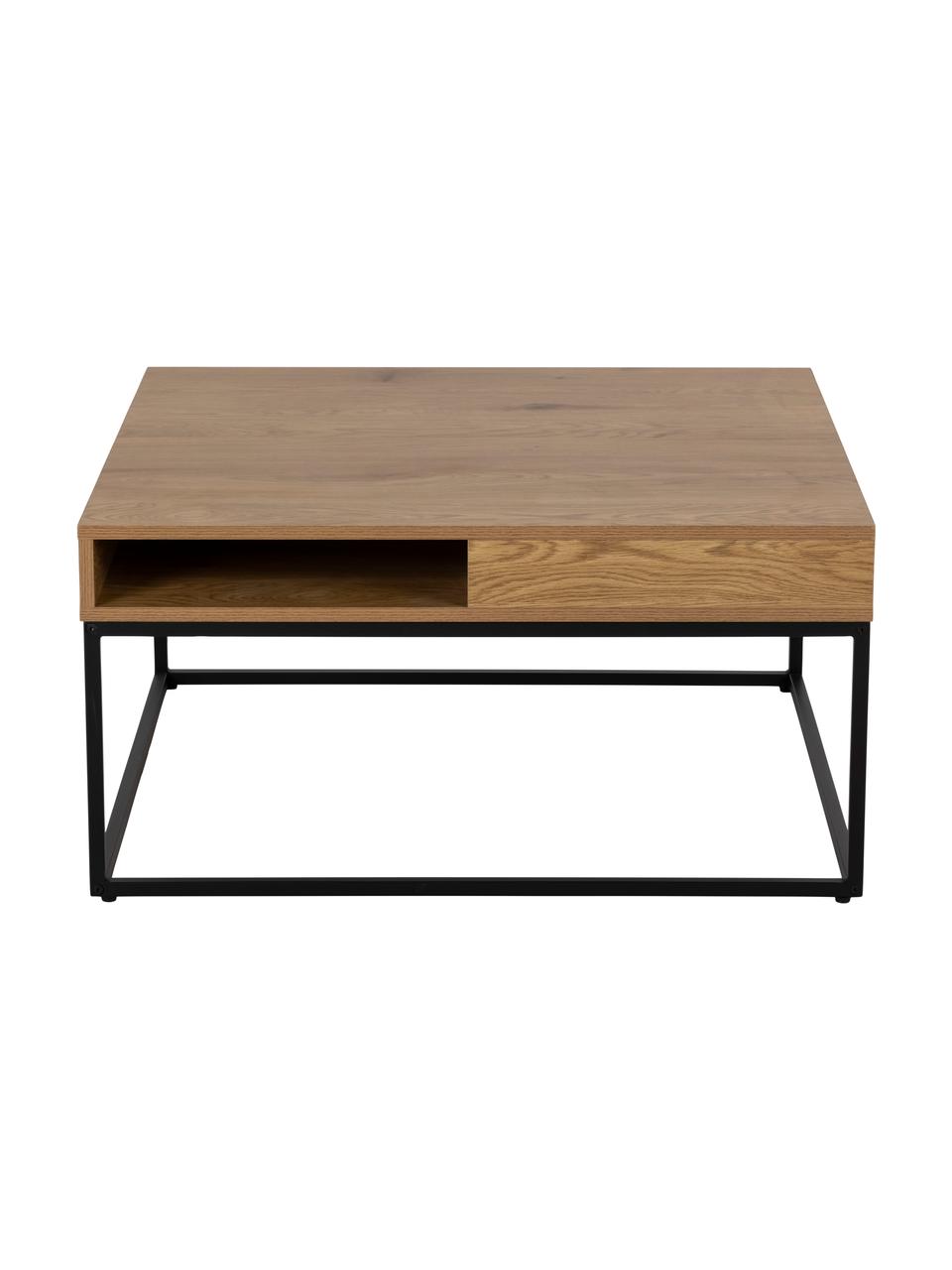 Houten salontafel Willford, Tafelblad: gelamineerd MDF, Frame: gepoedercoat metaal, Hout, B 80 x D 80 cm