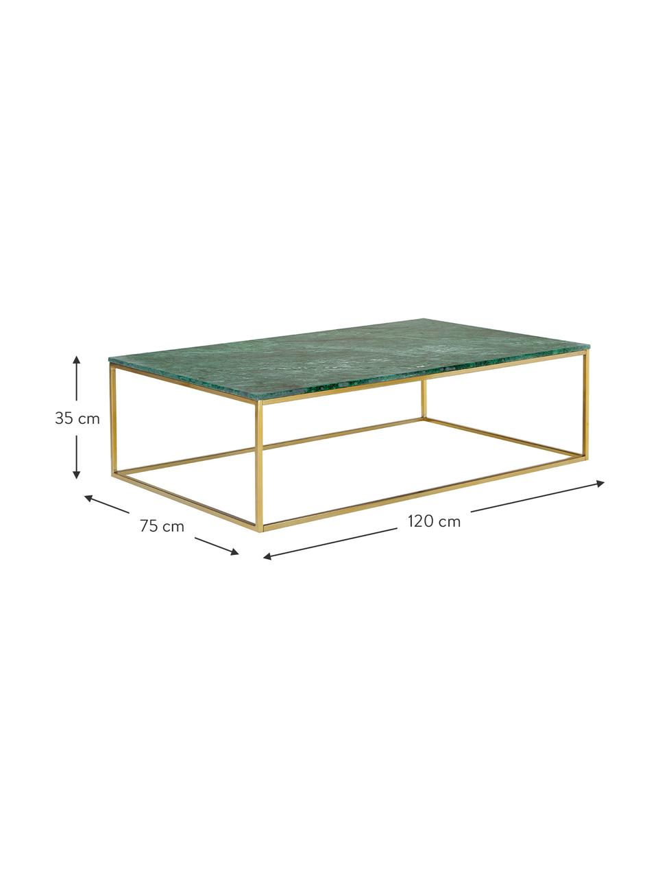 Grande table basse en marbre Alys, Marbre vert, couleur dorée, larg. 120 x haut. 35 cm