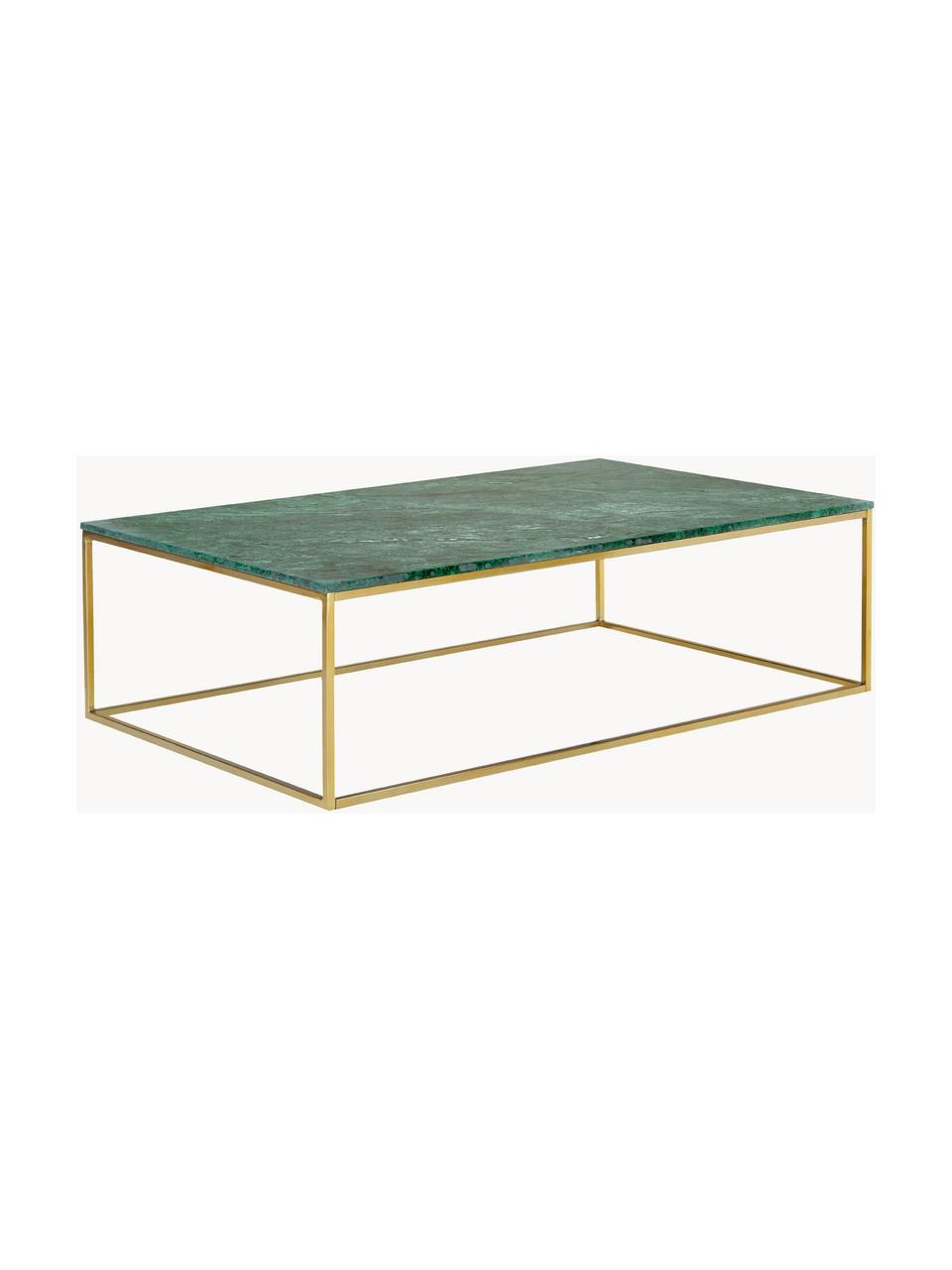 Velký mramorový konferenční stolek Alys, Zelená, mramorovaná, zlatá, Š 120 cm, V 35 cm