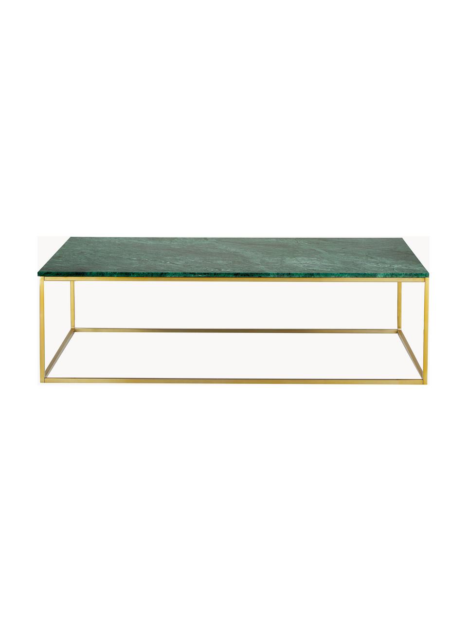 Grote marmeren salontafel Alys, Tafelblad: marmer, Frame: gecoat metaal, Groen, gemarmerd, goudkleurig, B 120 x D 75 cm