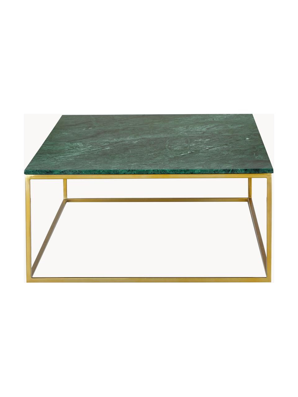Tavolino grande da salotto in marmo Alys, Struttura: metallo rivestito, Verde marmorizzato, dorato, Larg. 120 x Prof. 75 cm