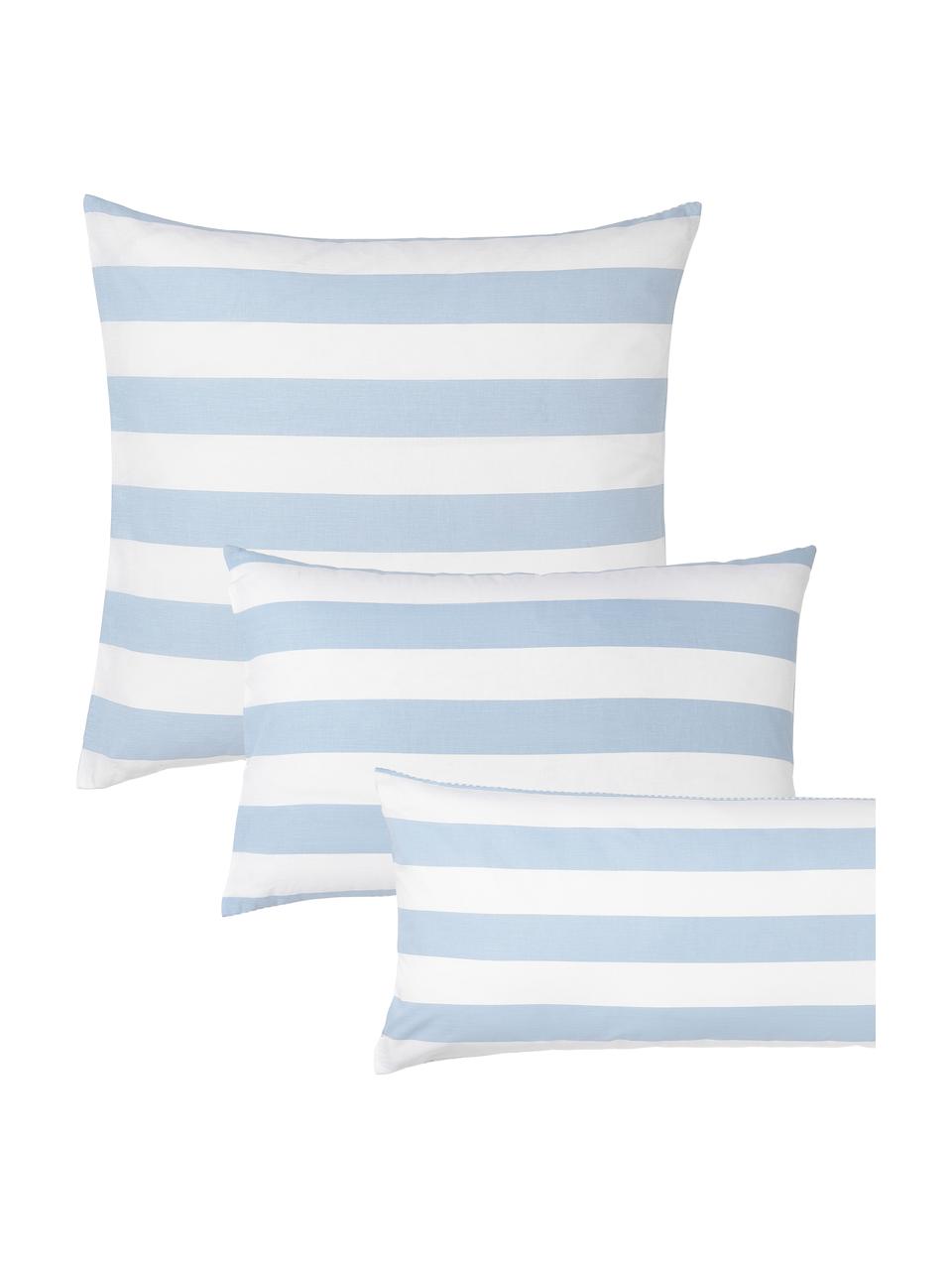 Federa reversibile in cotone a righe Lorena, Azzurro, bianco, Larg. 50 x Lung. 80 cm
