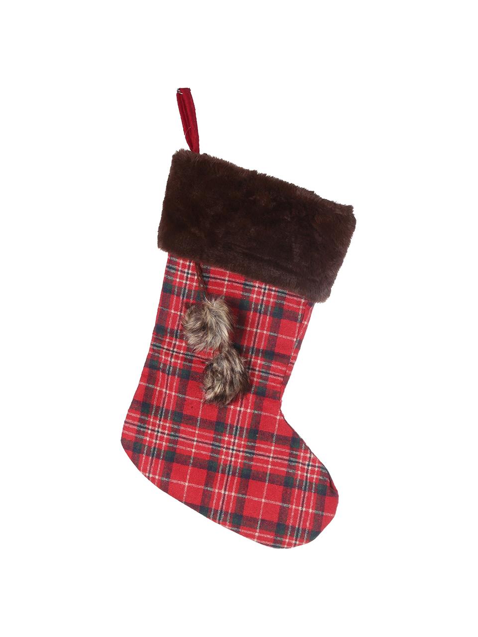 Set de calcetines navideños Escocés, 2 pzas., Poliéster, Rojo, multicolor, L 28 x Al 45 cm