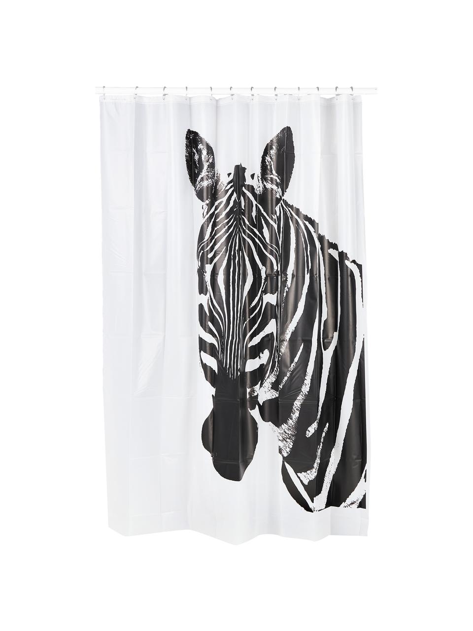 Duschvorhang Zebra in Schwarz/Weiß, 100% Kunststoff (PEVA), Schwarz, Weiß, B 180 x L 200 cm