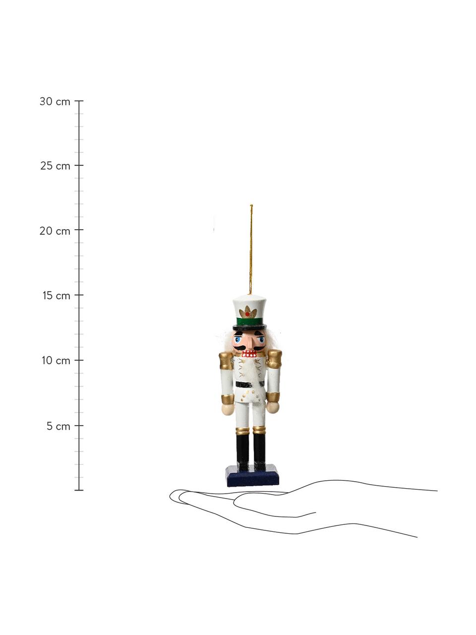 Komplet ozdób choinkowych z drewna Moustache, 5 elem., Drewno naturalne, Biały, ciemny niebieski, odcienie srebrnego, W 13 cm