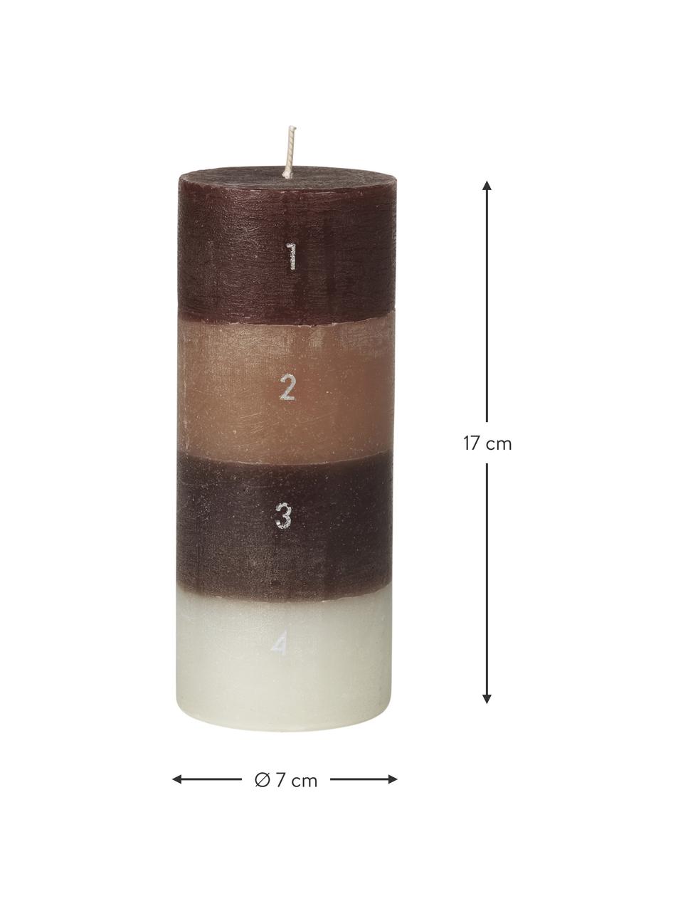 Adventní svíčka Helfarvet, Parafín, Hnědá, béžová, Ø 7 cm, V 17 cm