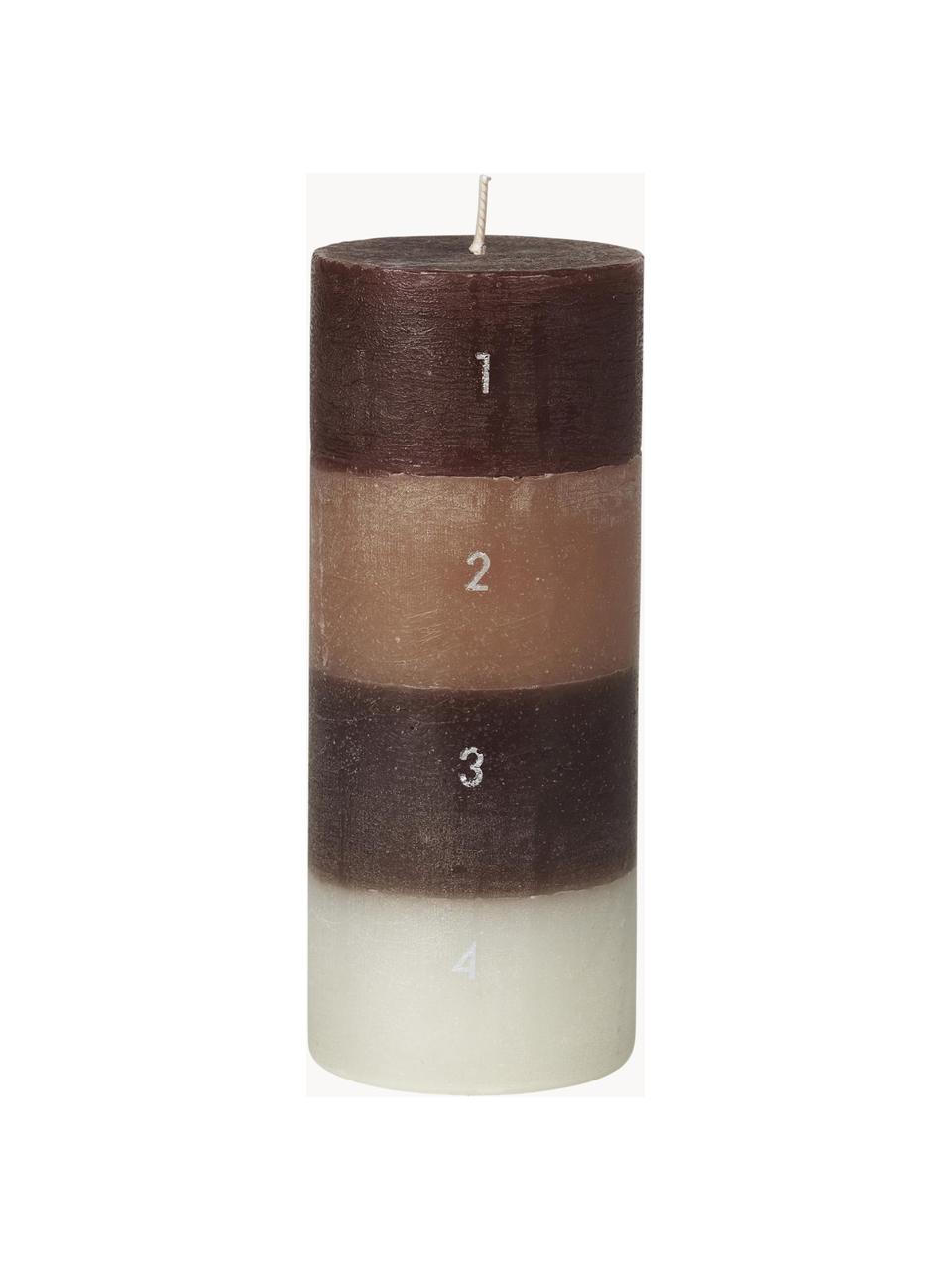 Adventskalenderkerze Helfarvet, Paraffin, Brauntöne, Beige, Ø 7 x H 17 cm