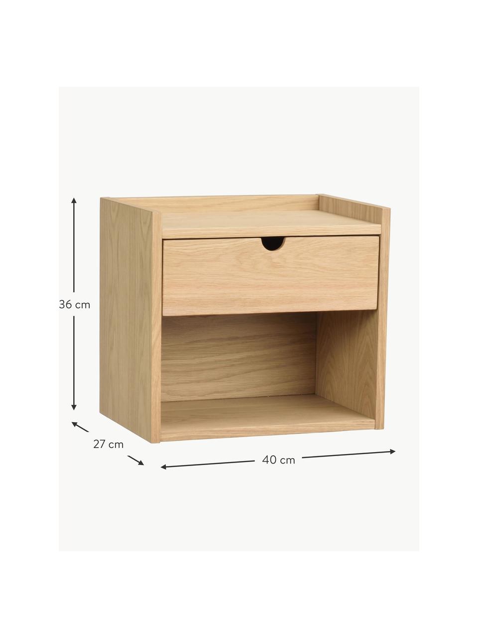 Table de chevet murale Hillmond, MDF, Bois, larg. 40 x haut. 36 cm