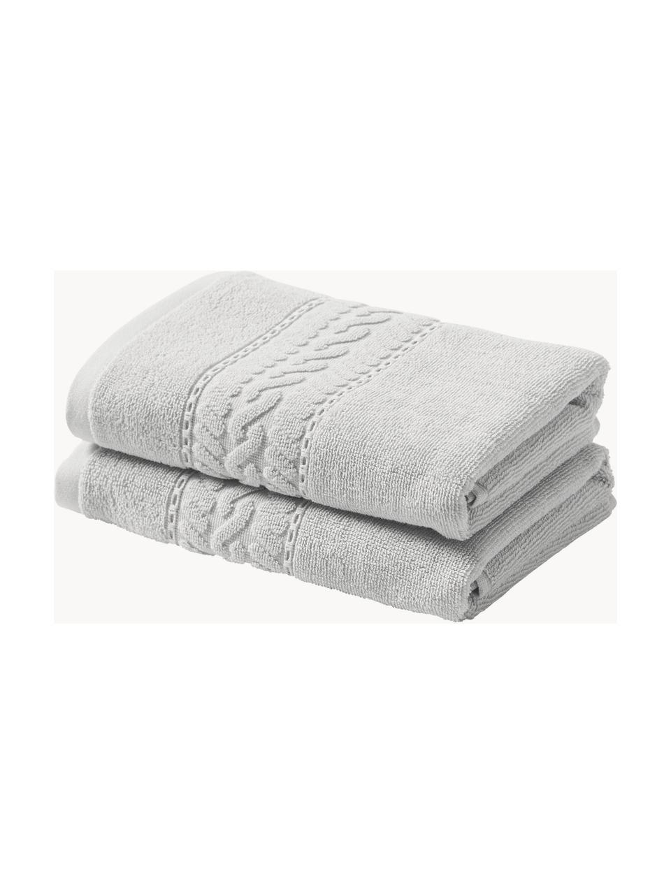 Handtuch Cordelia in verschiedenen Grössen, 100 % Baumwolle, Hellgrau, Handtuch, B 50 x L 100 cm, 2 Stück