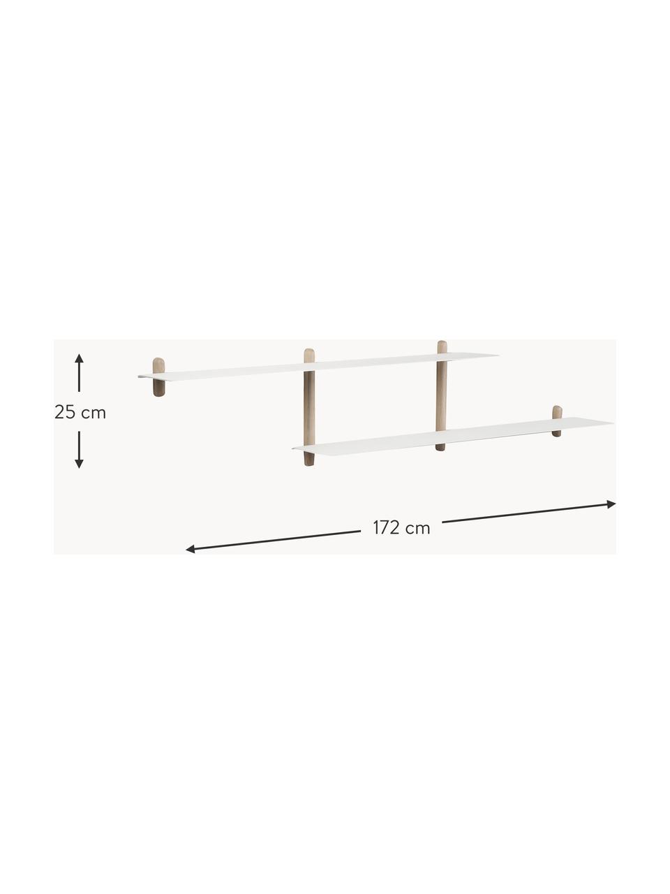 Wandregal Nivo, Einlegeböden: Stahl, beschichtet, Gestell: Eichenholz, Eichenholz, Weiß, B 172 x H 25 cm