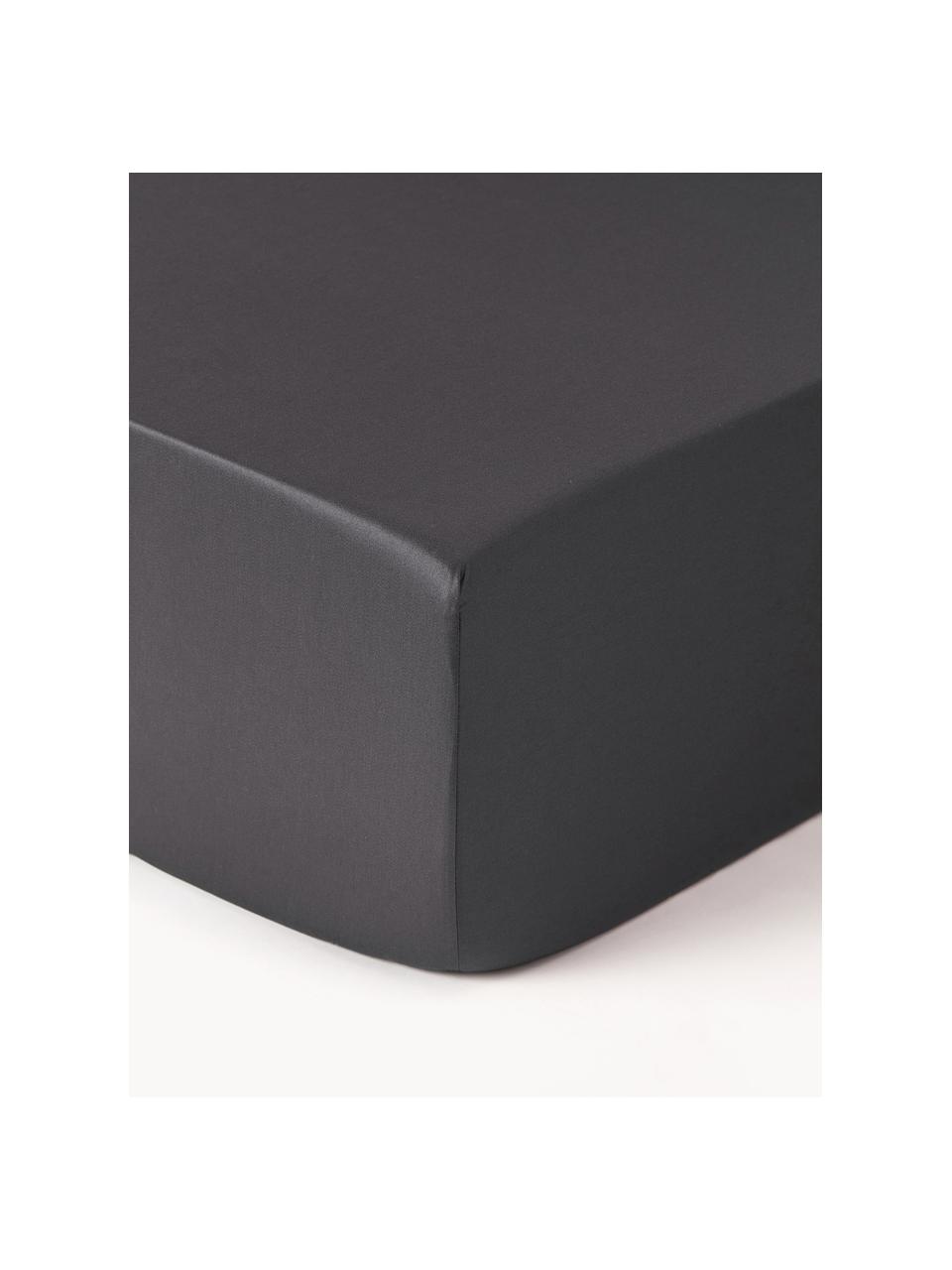 Boxspring-Spannbettlaken Premium, Baumwollsatin, Webart: Satin Fadendichte 400 TC,, Anthrazit, B 90 x L 200 cm, H 35 cm