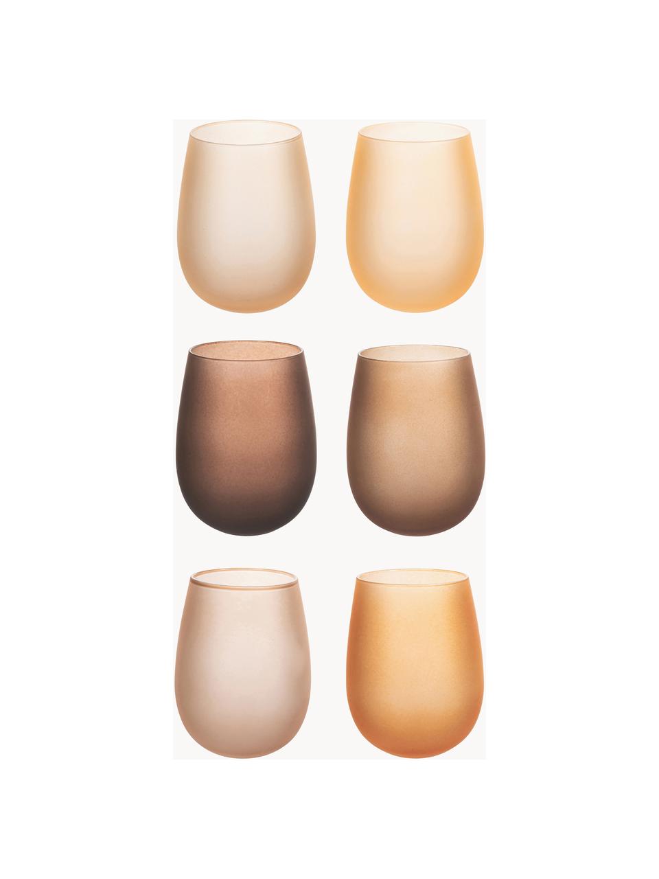 Verres à eau Happy Hour, 6 élém., Verre, Tons orange et brun, mat, Ø 7 x haut. 11 cm, 500 ml