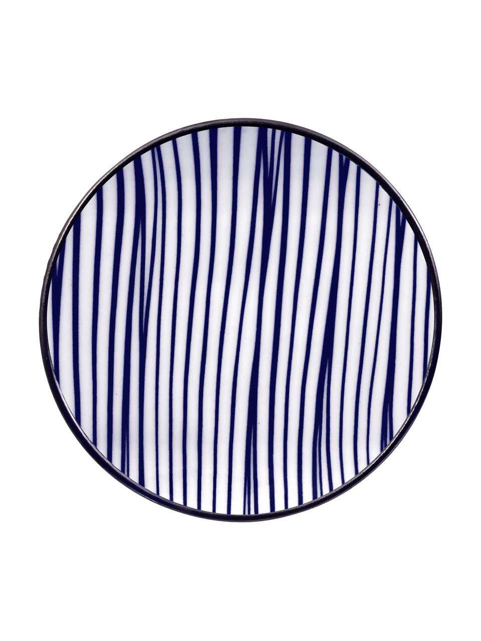 Handgemachtes Porzellan-Geschirr-Set Nippon mit Essstäbchen, 2 Personen (6er-Set), Blau, Weiß, Dunkles Holz, Set mit verschiedenen Größen