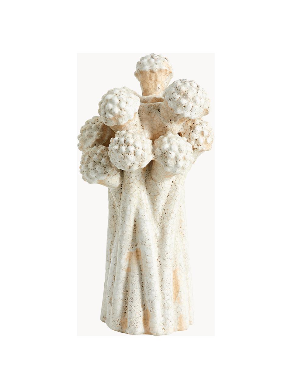 Ručne vyrobený svietnik Fungi, Keramika, Lomená biela, Ø 11 x V 20 cm